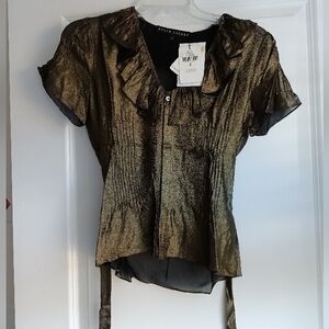 Ralph Lauren Black Label Silk Ruffle Blouse